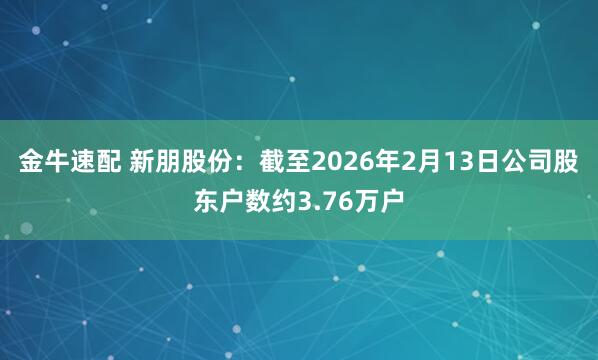 金牛速配 新朋股份：截至2026年2月13日公司股东户数约3.76万户