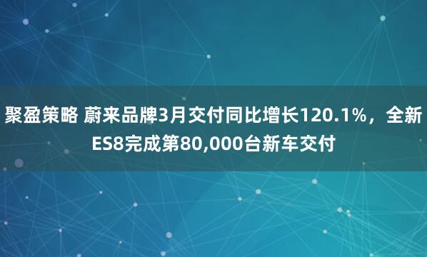 聚盈策略 蔚来品牌3月交付同比增长120.1%，全新ES8完成第80,000台新车交付