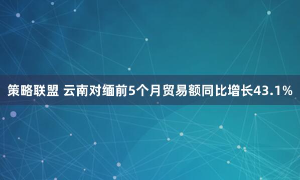 策略联盟 云南对缅前5个月贸易额同比增长43.1%