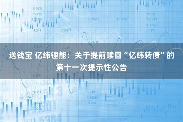 送钱宝 亿纬锂能：关于提前赎回“亿纬转债”的第十一次提示性公告